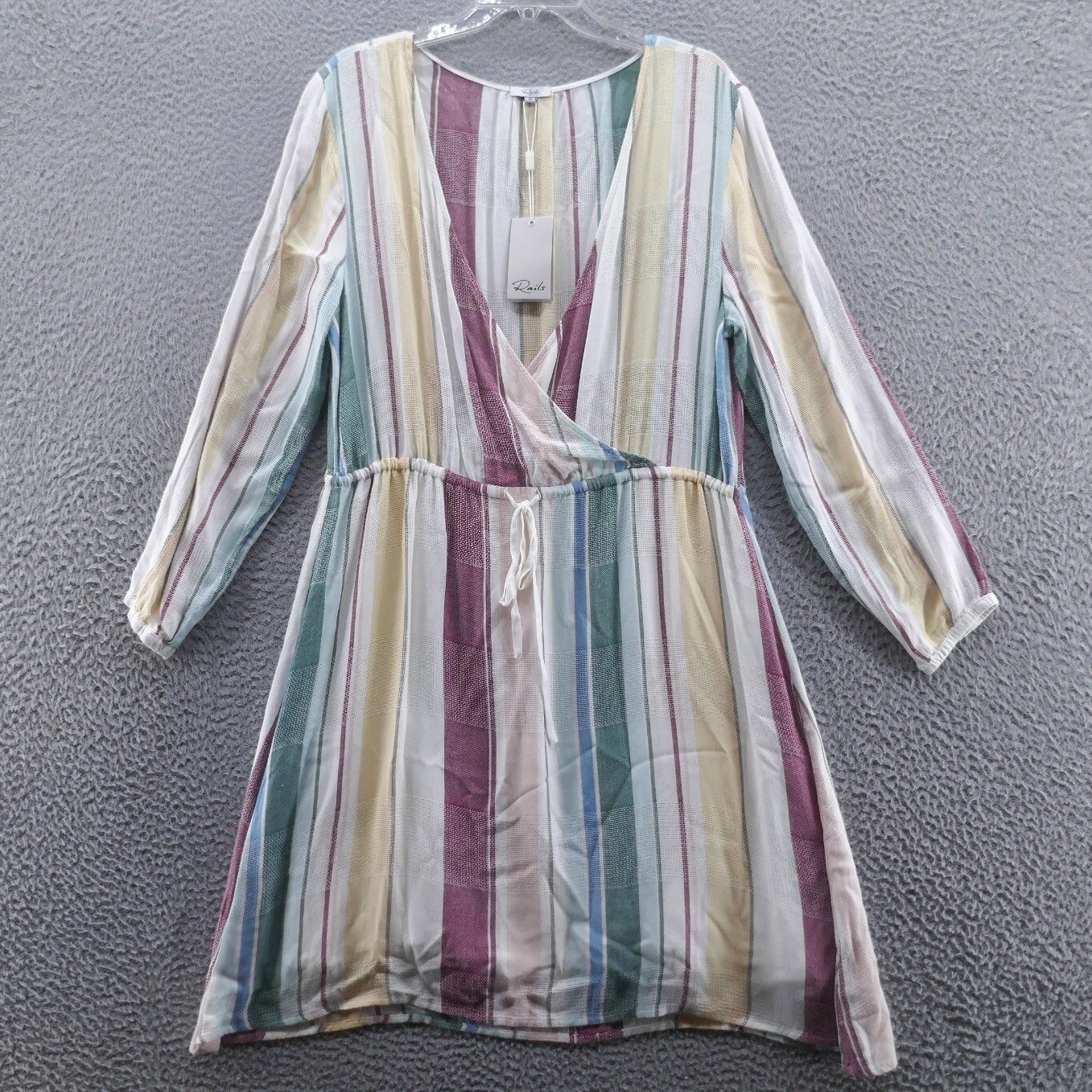 Rails Becca Cusco Stripe Dress Womens Medium Multi Color V-Neck Mini NWT