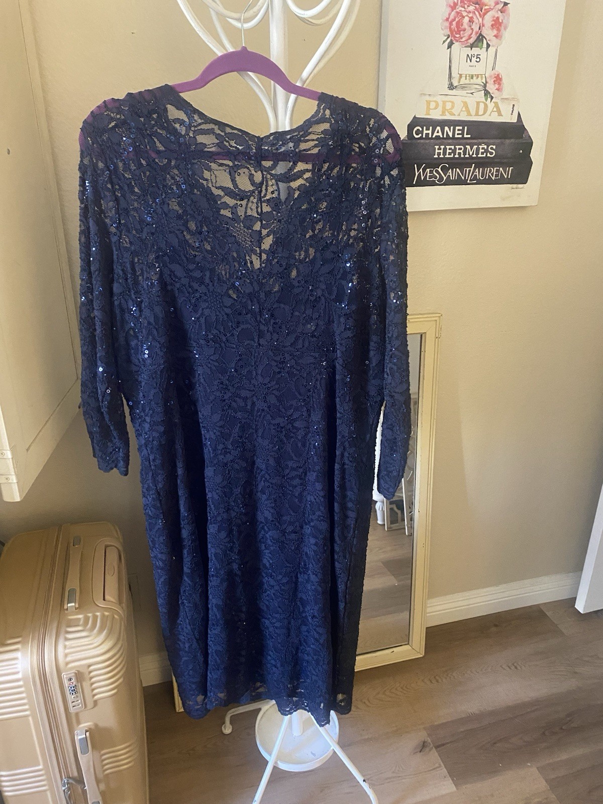 Marina Navy Blue Lace Sequins Dress Size 20