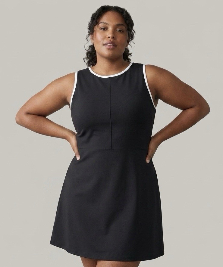 YPB Abercrombie SculptLUX Tennis Dress Black White Contrast Trim XXL