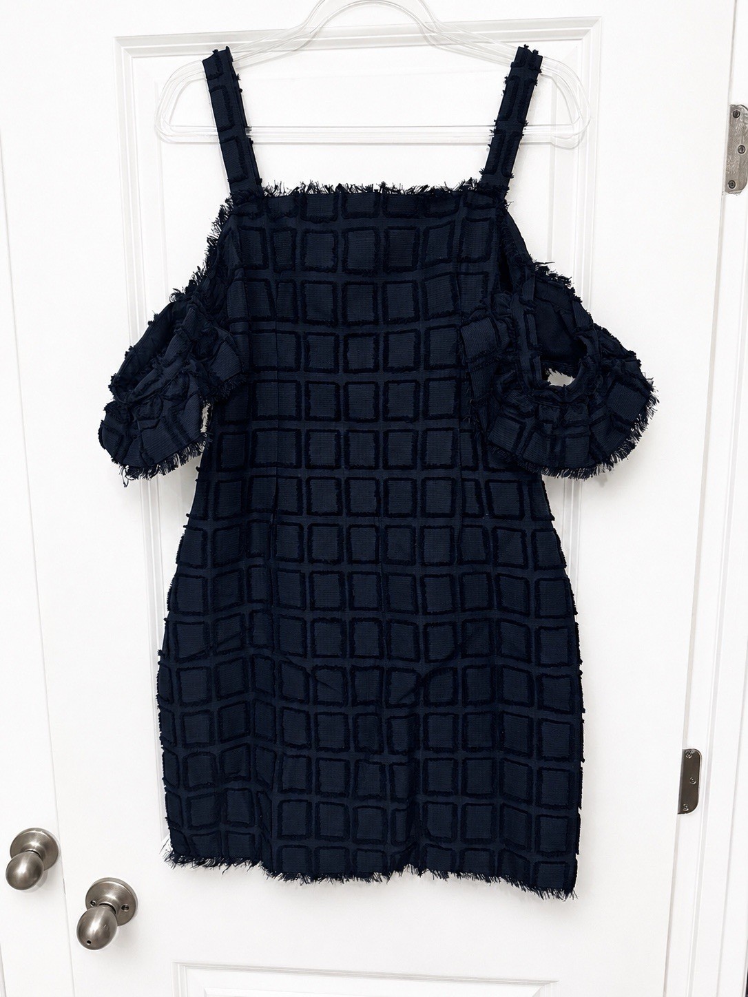 Endless Rose Navy Textured Cold Shoulder Mini Dress Size L
