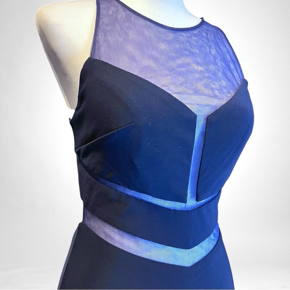 CLARISSE Chevron Panel Illusion Navy Gown