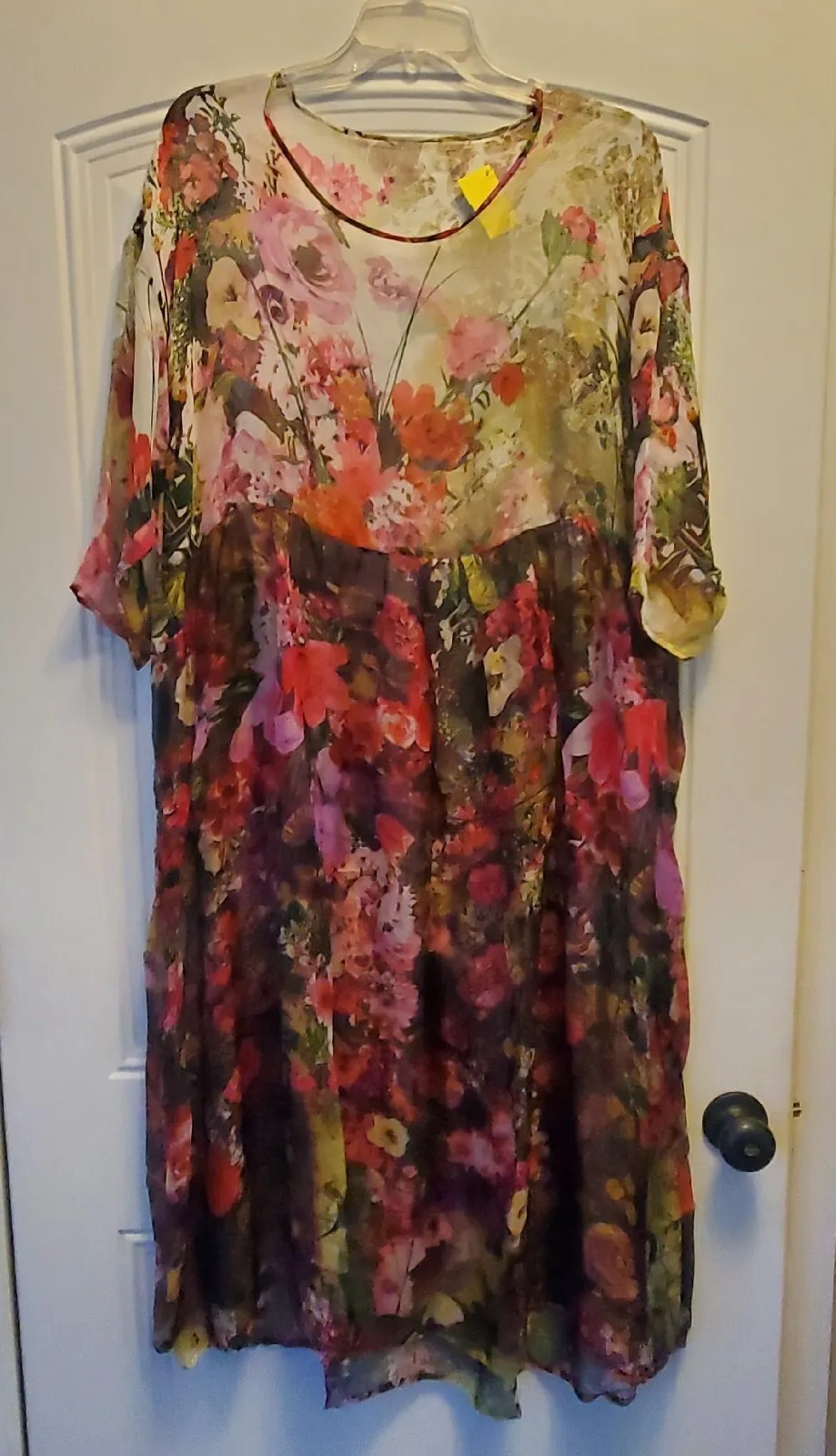 Unbrand floral print sheer 3/4 slv maxi dress XL