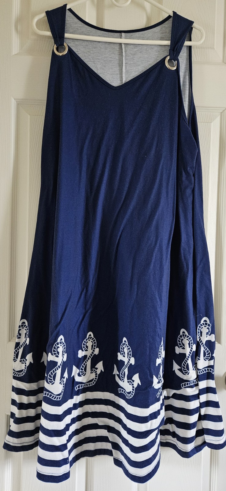 Women’s Sundress cruise wear Sailor and Anchor print in Navy Blue White Sz 2x