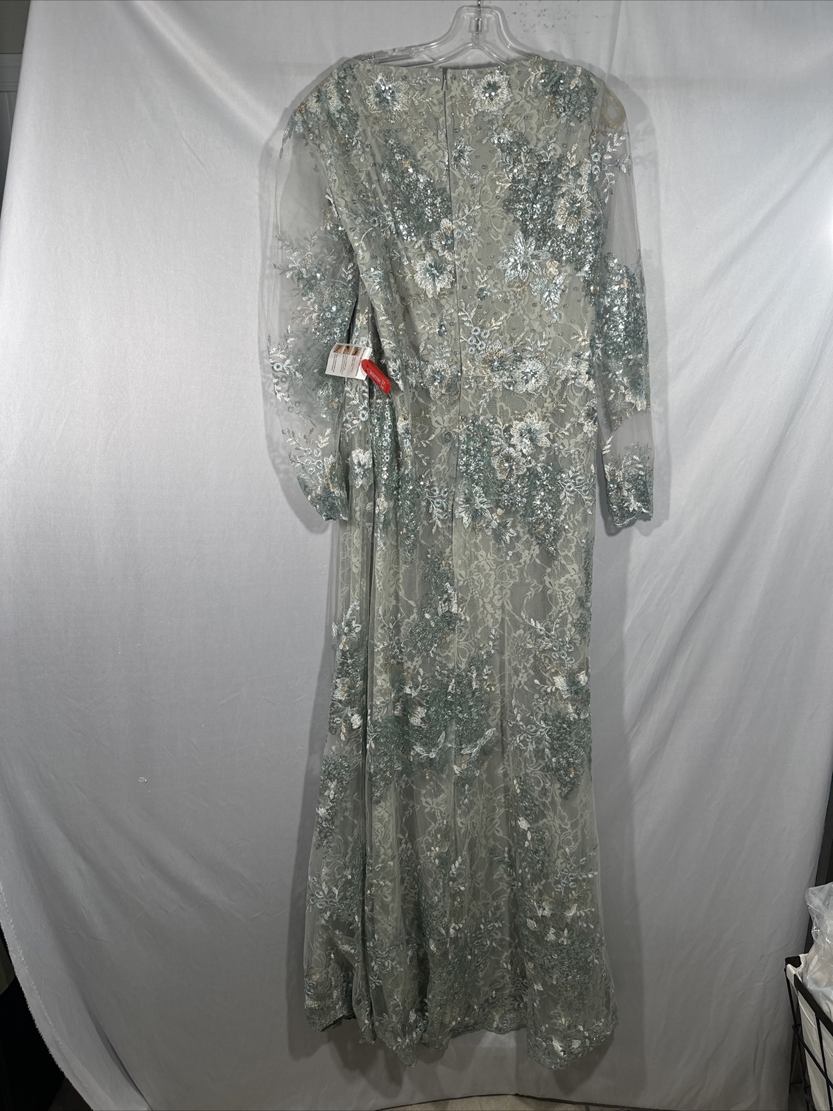 NWT Mac Duggal [ 16 ] 67539 Embellished V Neck Illusion Long Sleeve Gown S791