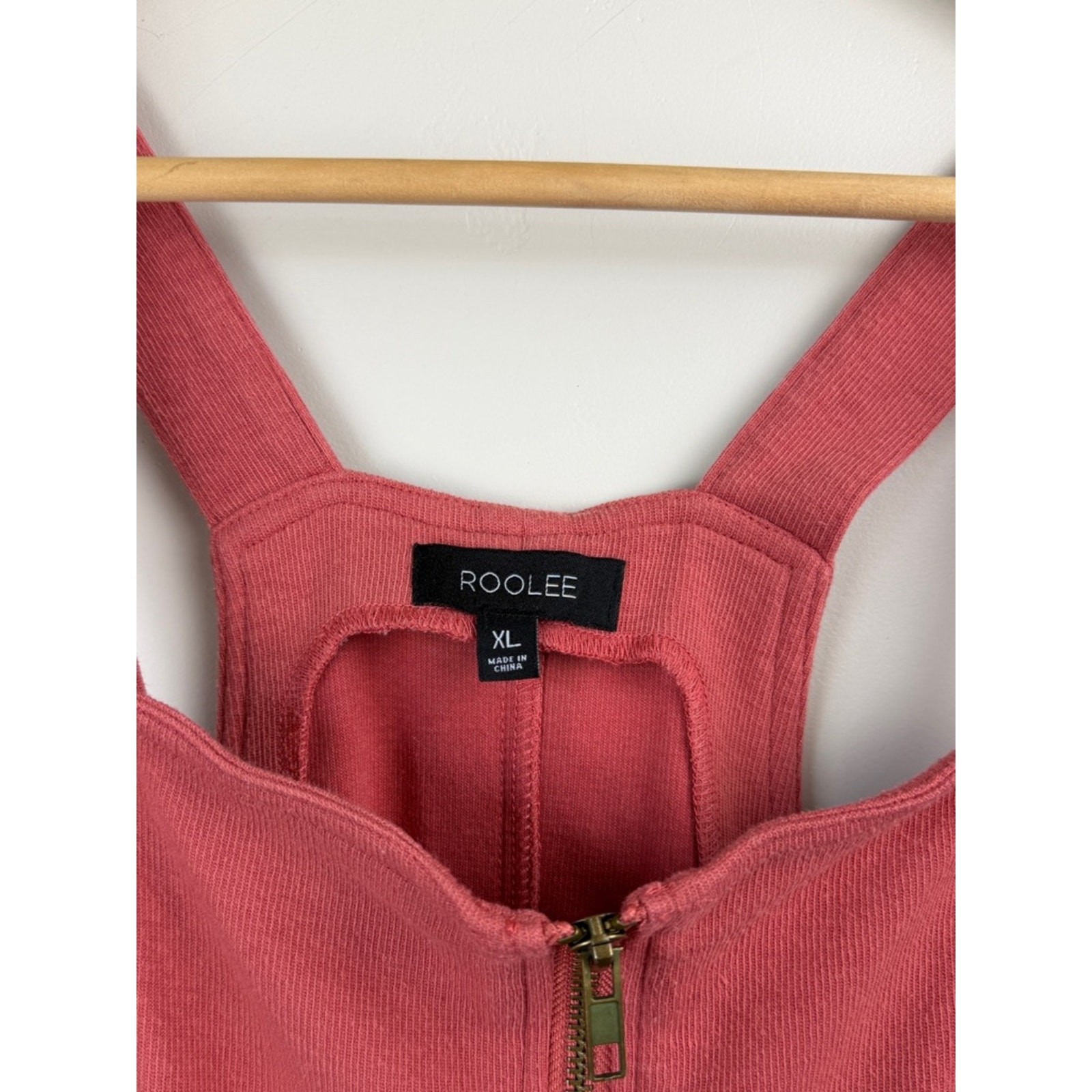 Roolee Dusty Rose Zip Front Overall Dress XL