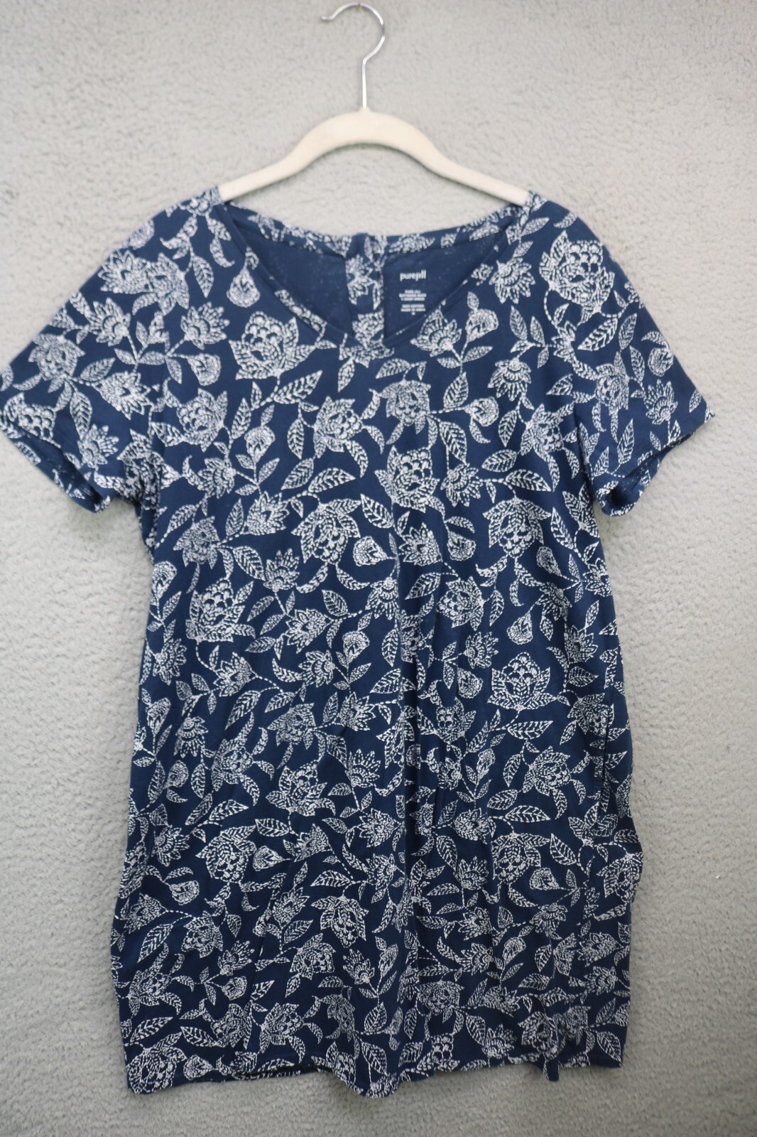Pure Jill Button Back T Shirt Dress-Size Medium-Pockets-Whimsigoth