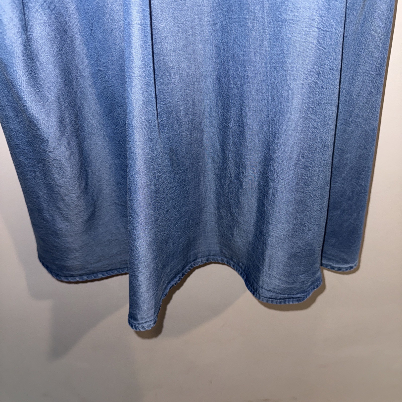 LC Lauren Conrad SIze Large Lyocell Chambray Midi Sun Dress Tie Back Pockets