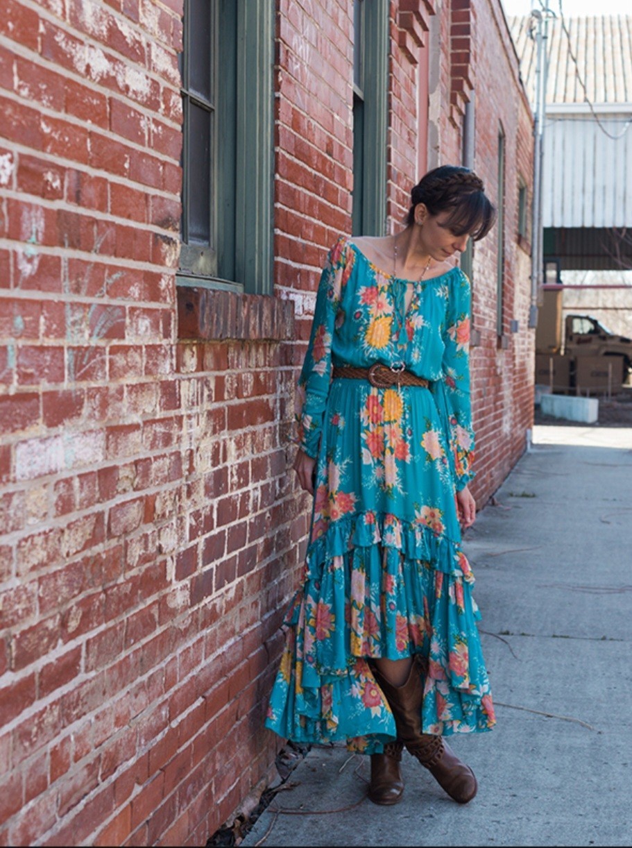 🦋Spell And The Gypsy L Jagger Teal Gown AS NEW