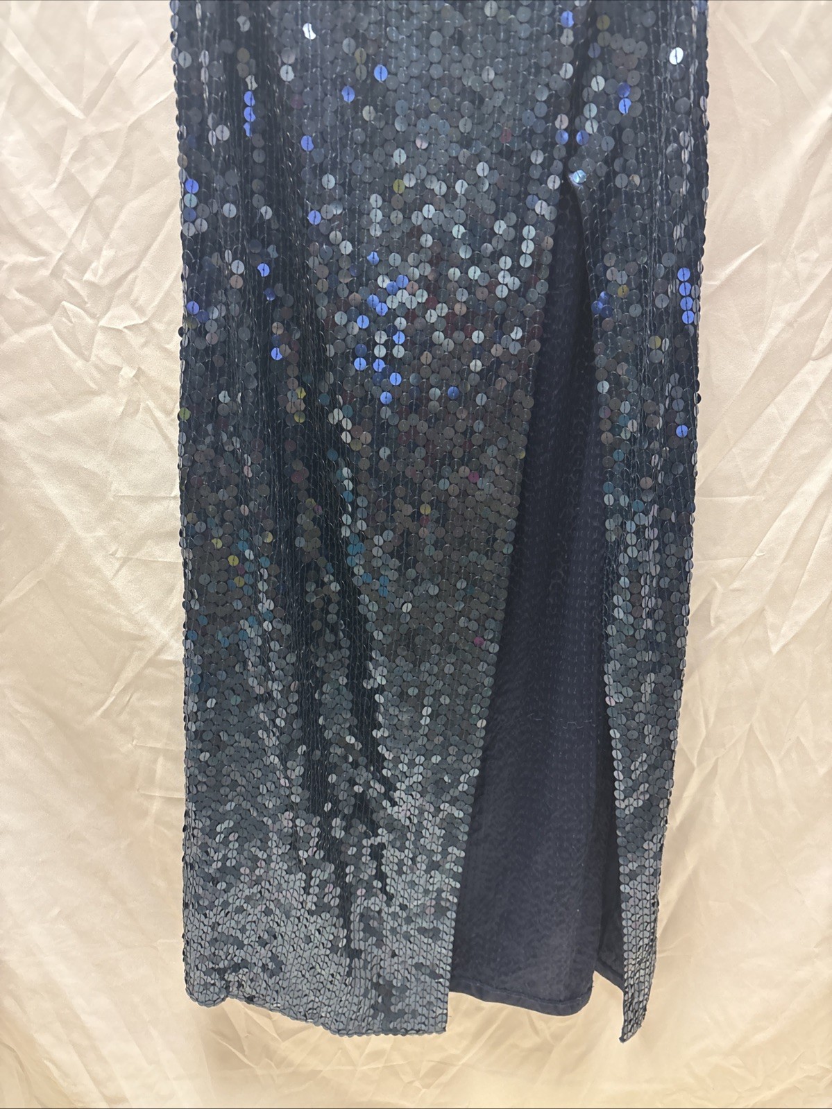 Niteline by Della Roufogali Size 6 Navy Sequin Evening Gown Formal Dress Slit