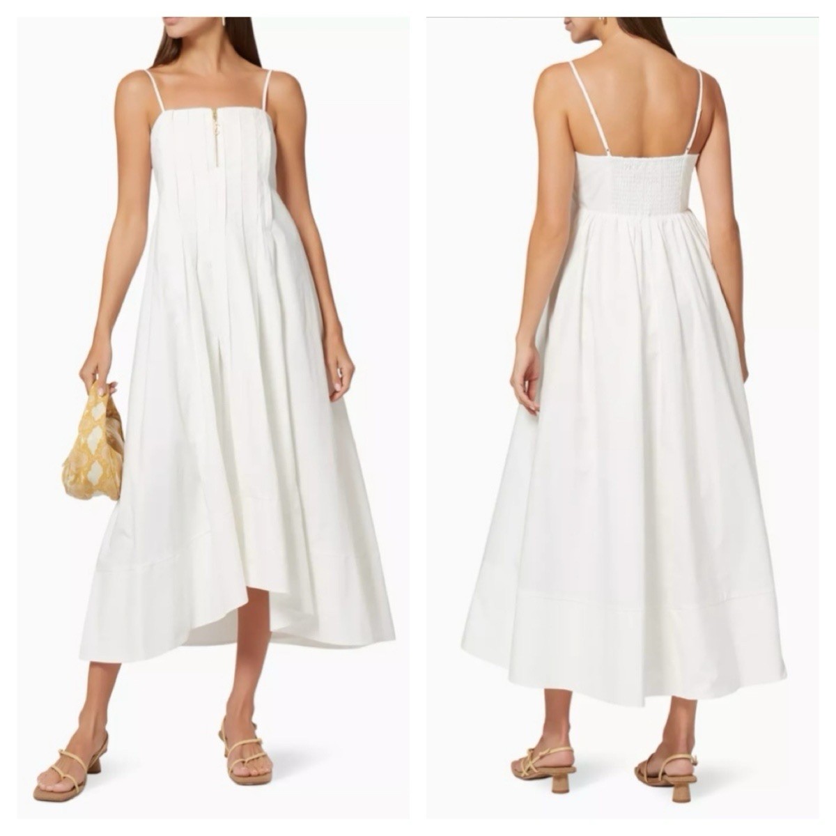 Alemais Selene White Organic Cotton Midi Dress Size 2 -AU 6