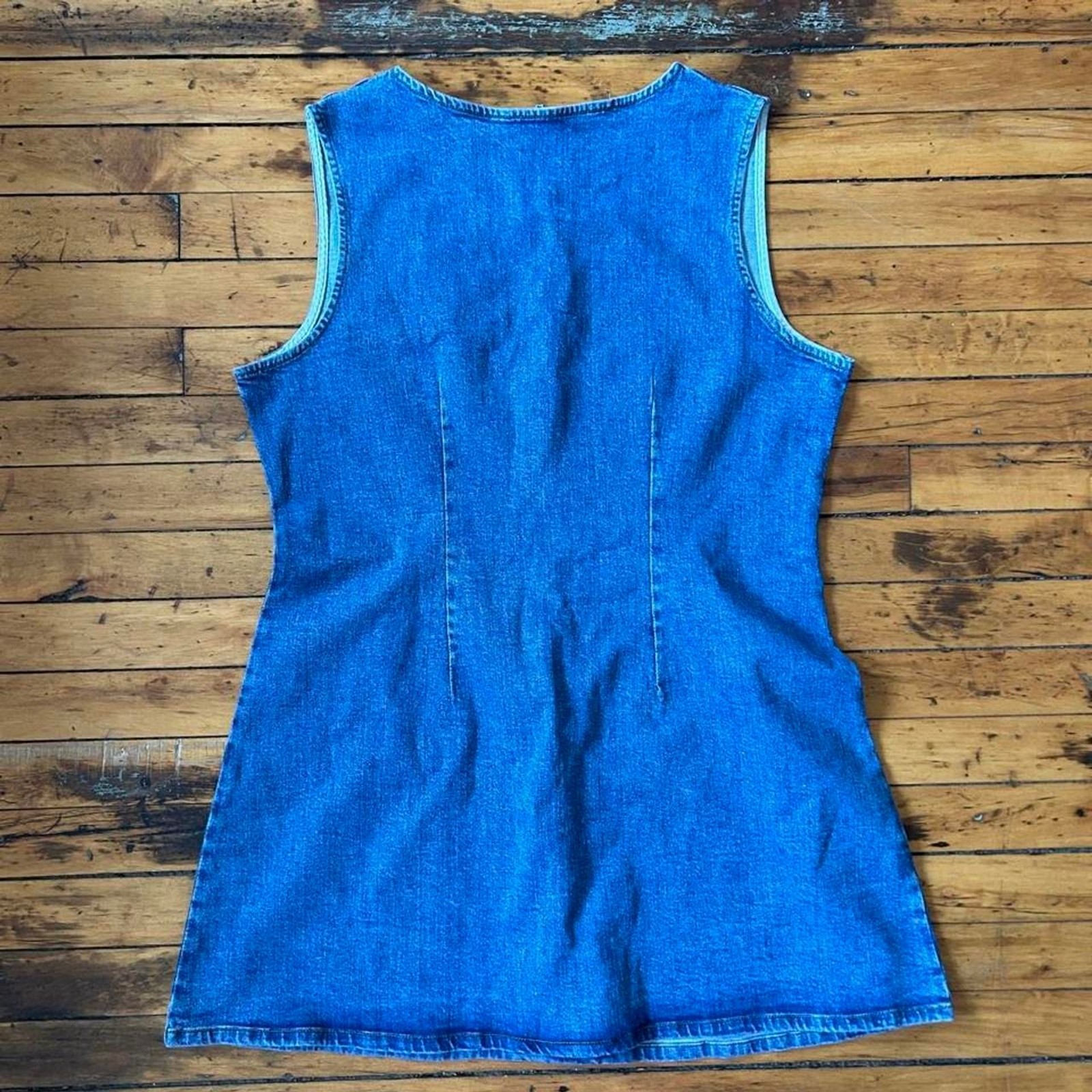 ASOS DESIGN Sleeveless Denim Mini Dress Blue Back Zip Size US 12 / Large