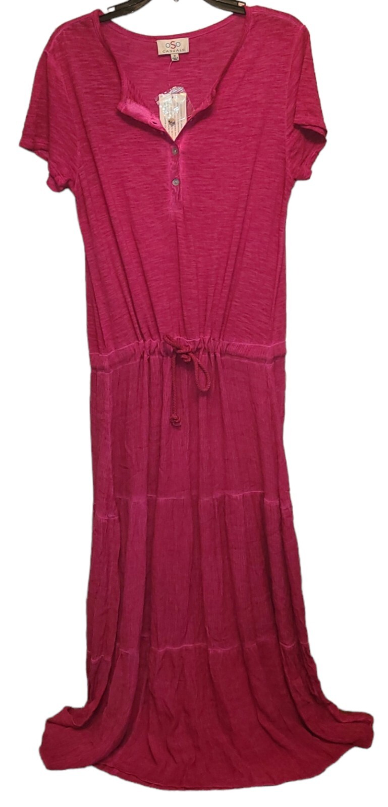 OSO Casuals Dark Pink Gauzy Dress Size Medium NEW WITH TAGS!