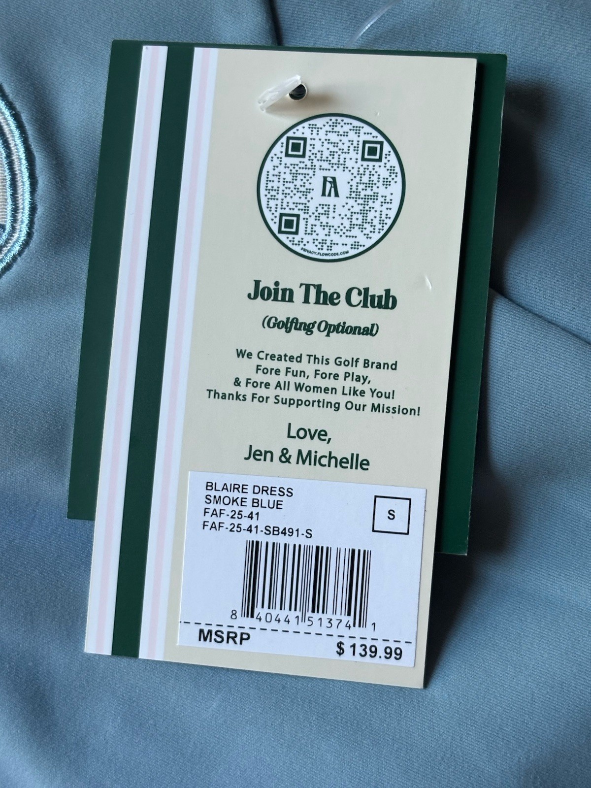 NWT FORE ALL Blaire Smoke Blue Golf Tennis Pickleball Dress Sz S MSRP $139.99