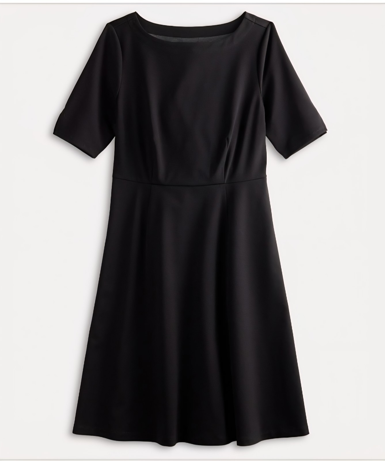 Croft & Barrow Ponte Dress Size XL Black Stretchy Elbow Sleeve A Line Dress