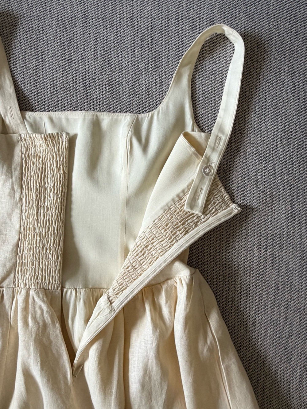 NEW Reformation Janu Square Neck Midi Linen Dress Sugar Light Yellow US 0 UK 4