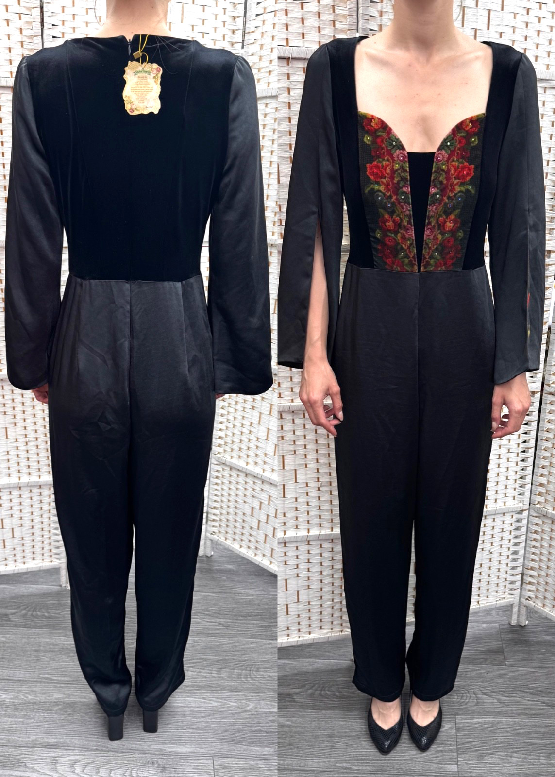 Michal Negrin Full Length Black Elegant Overalls Size -38 – Beautiful.