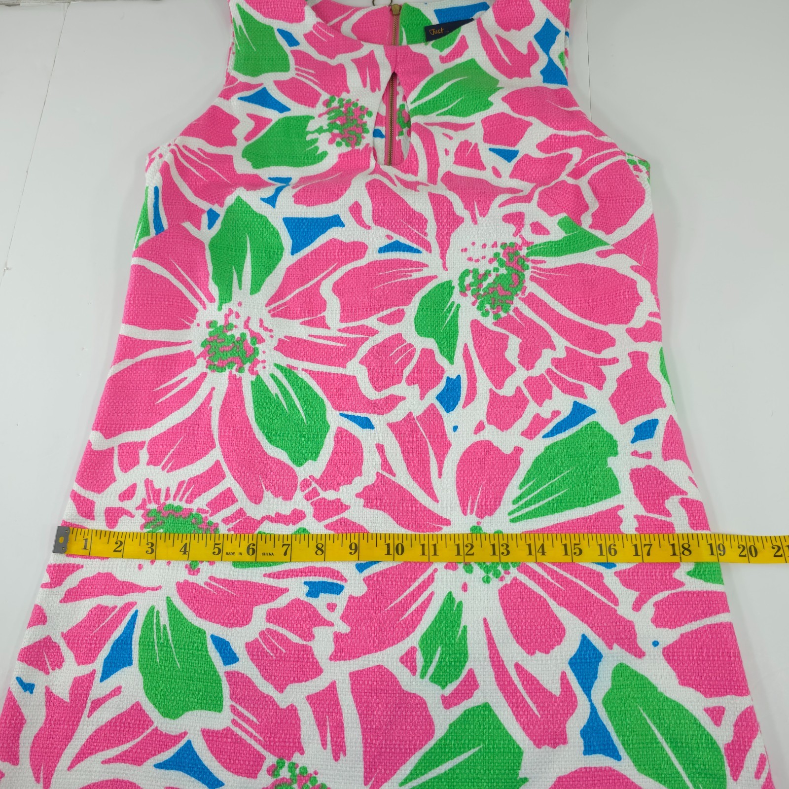 JUST TAYLOR PINK FLORAL PRINT SHIFT MINI DRESS WOMEN’S SIZE 8 SLEEVELESS STRETCH