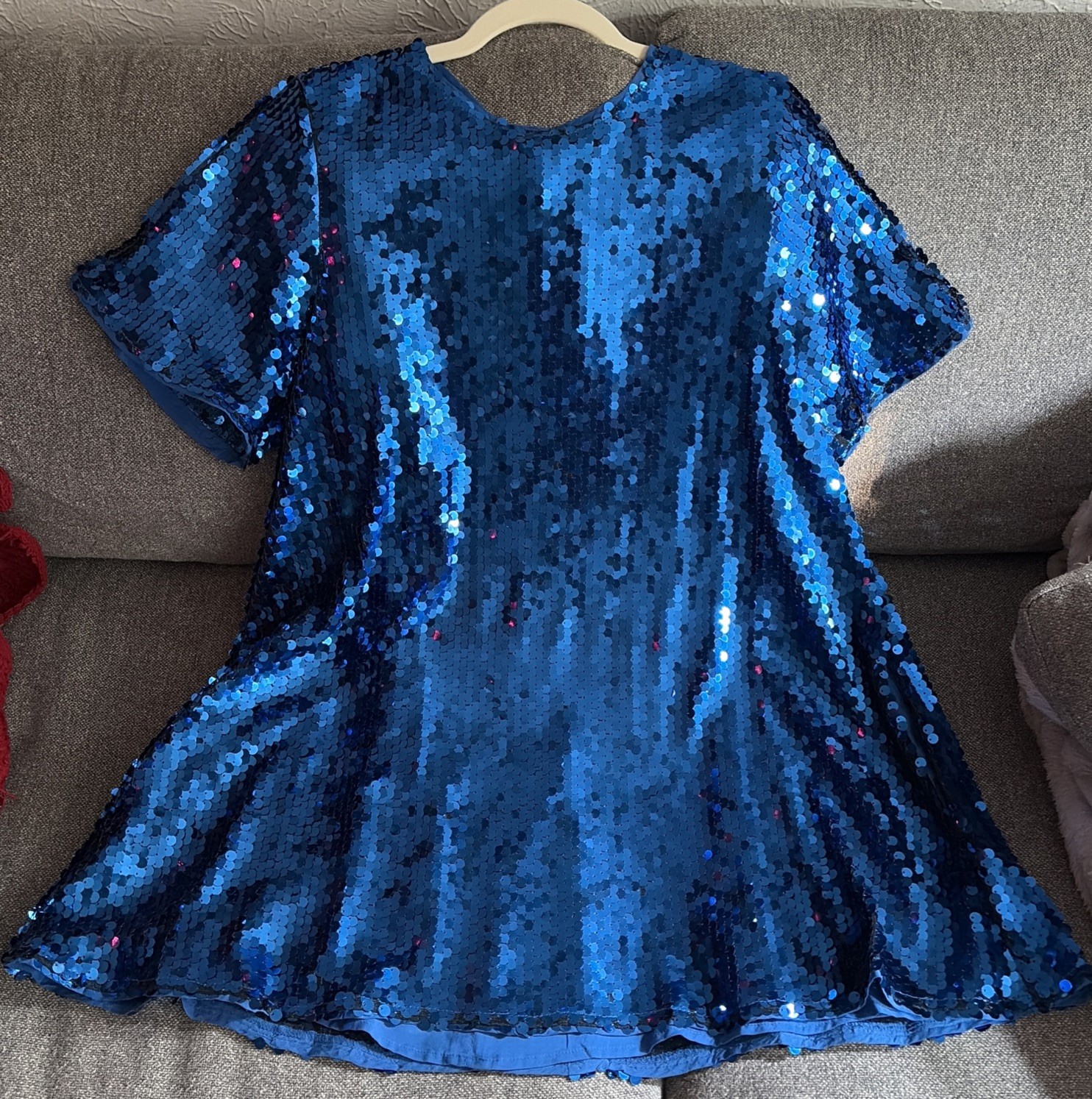Anthropologie Maeve Emmy Sequin Swing/Shift Mini Dress Blue Medium M