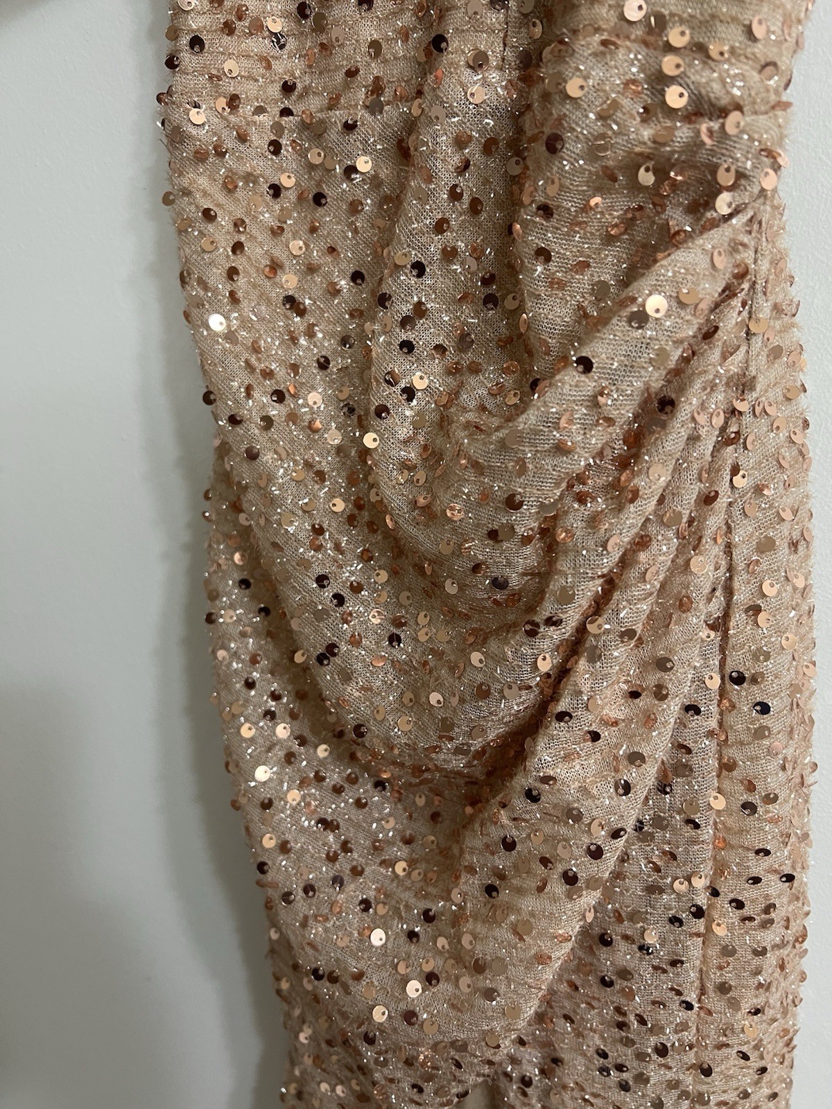 Strapless Gold Sequin Evening Dress