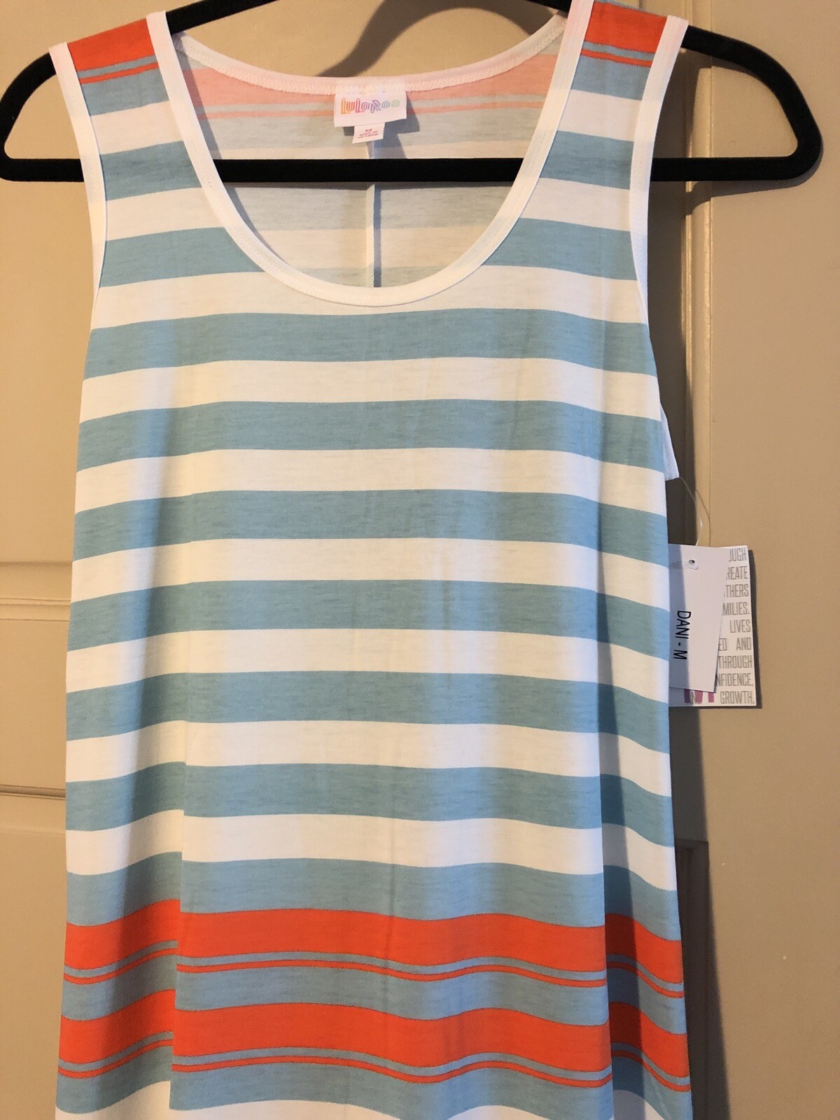 New Lularoe M Blue White Orange Striped Dani Long Maxi Dress Unicorn 🦄 $55 NWT