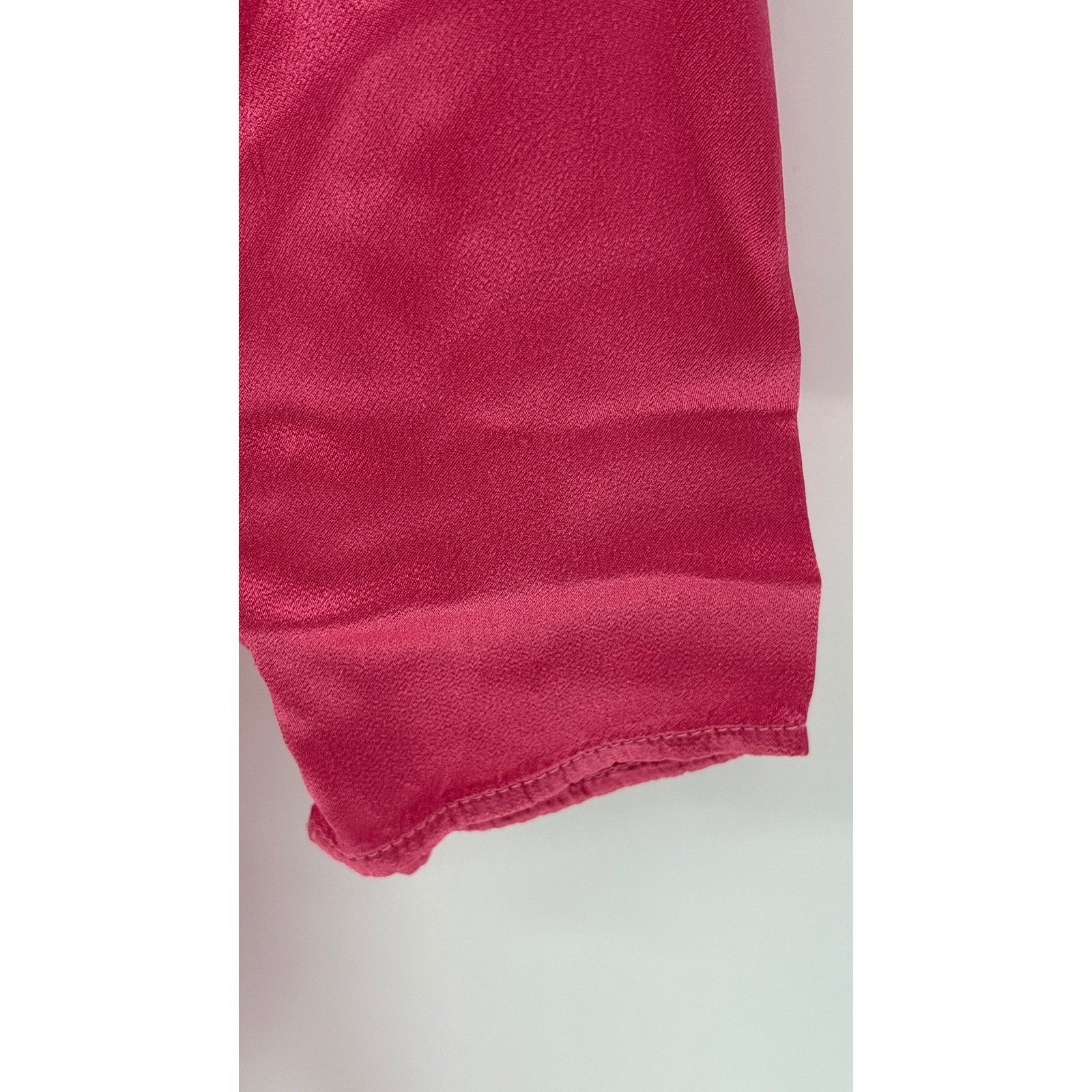 Ghost London Meryl Midi Dress Button Fairycore V Neck Satin XS Pink Long Sleeve