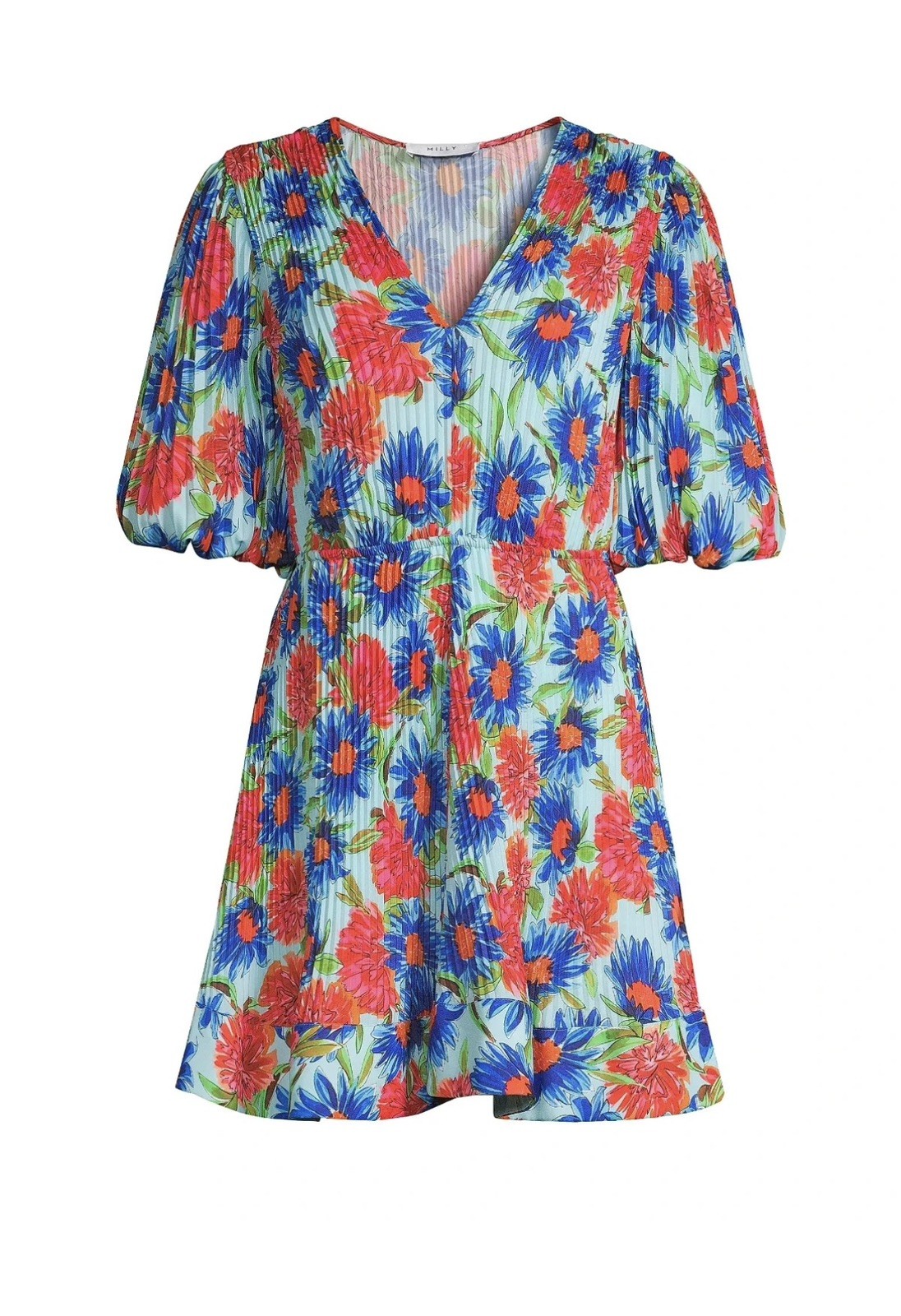 NWT Milly Elle Painted Dahlia Pleated Mini Dress Size 8