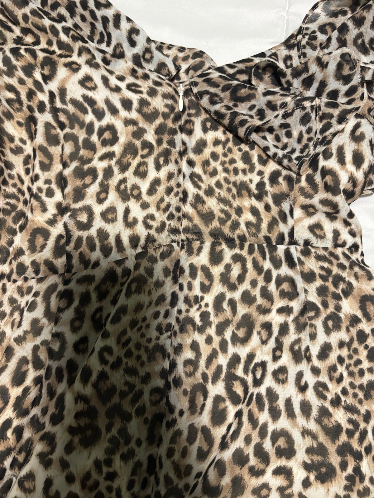 Wayf Leopard Print Ruffle High-Low Maxi Dress – Brown & Cream