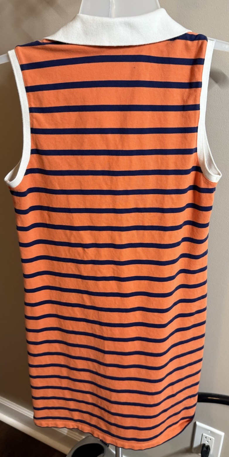 ❤️Tommy Hilfiger Women’s Medium orange blue Striped Slim Fit Shirt Dress Short