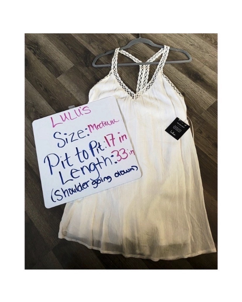 Lulus White Crochet Gauze Mini Dress Size Medium New!
