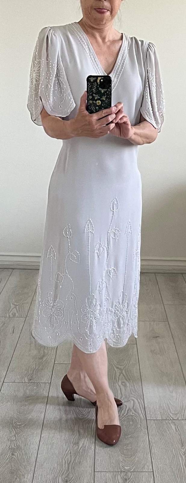 Vintage Jack Bryan Beaded silver grey gown