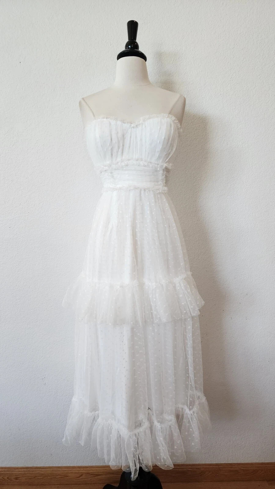 New Anthro Midi Dress New Size Large White Mesh Strapless Wedding Bridal