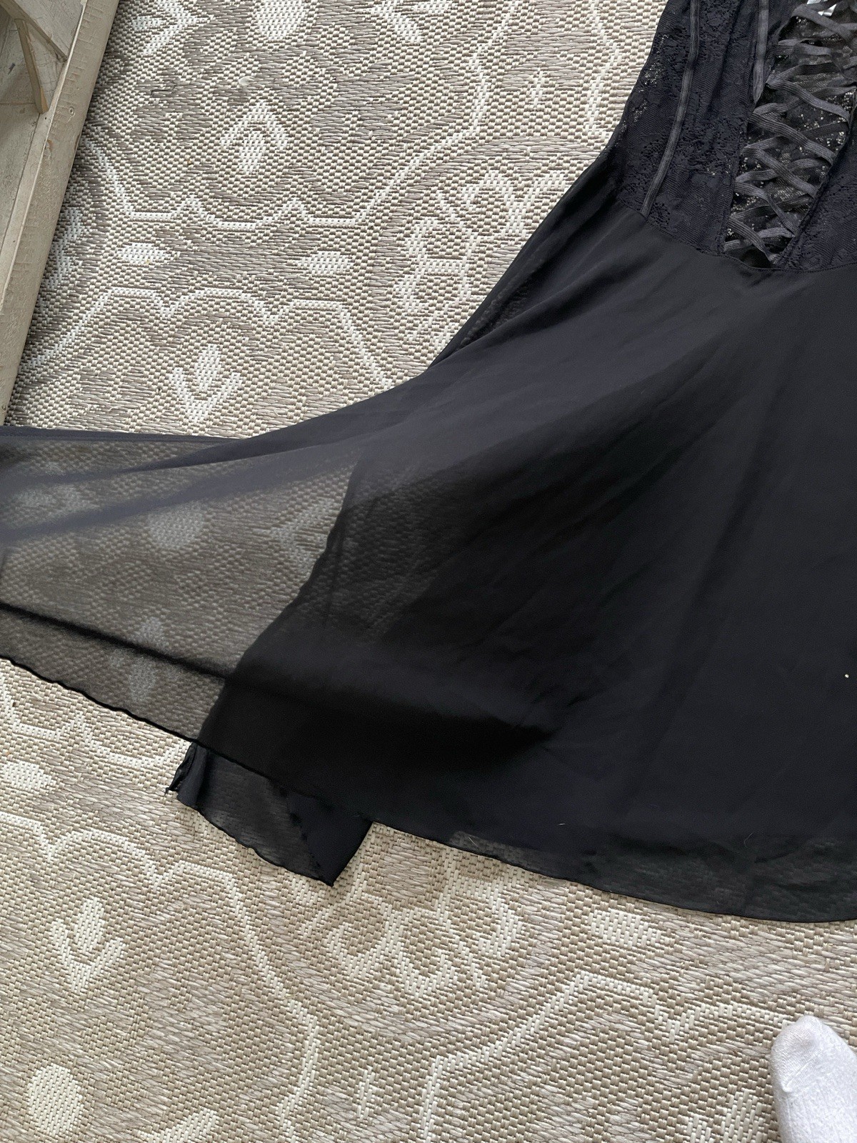 Rampage Lace Elastic Corset Asymmetrical Sheer Layering Dress Lingerie