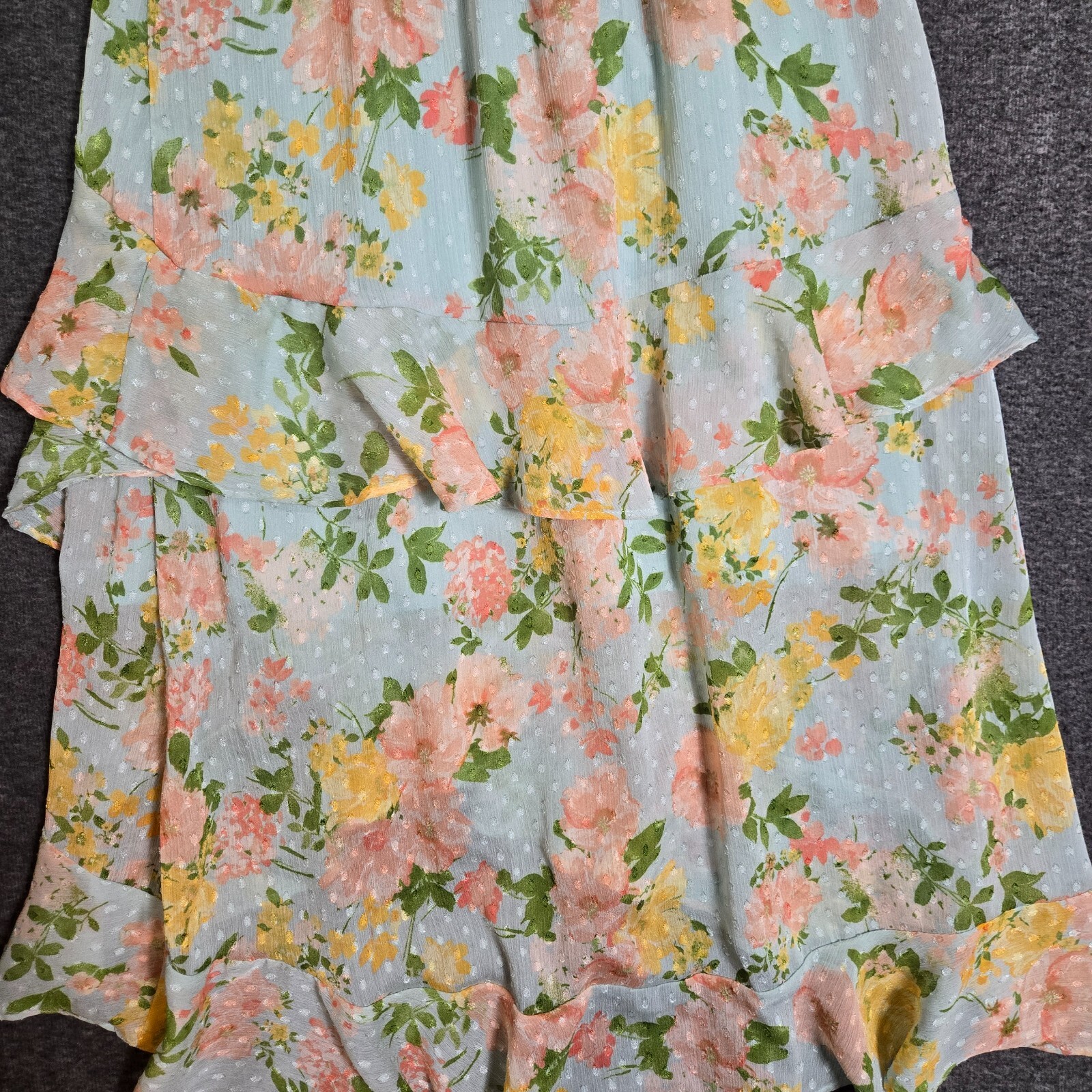 Women’s By The River Ruffle Tiered Floral Print Midi Dress Sz Small