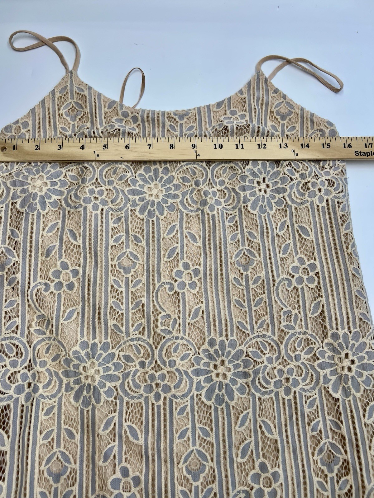 Anthropologie eri + ali Sz S Twilight Lace Midi Dress Lace Sheath Cream Mermaid