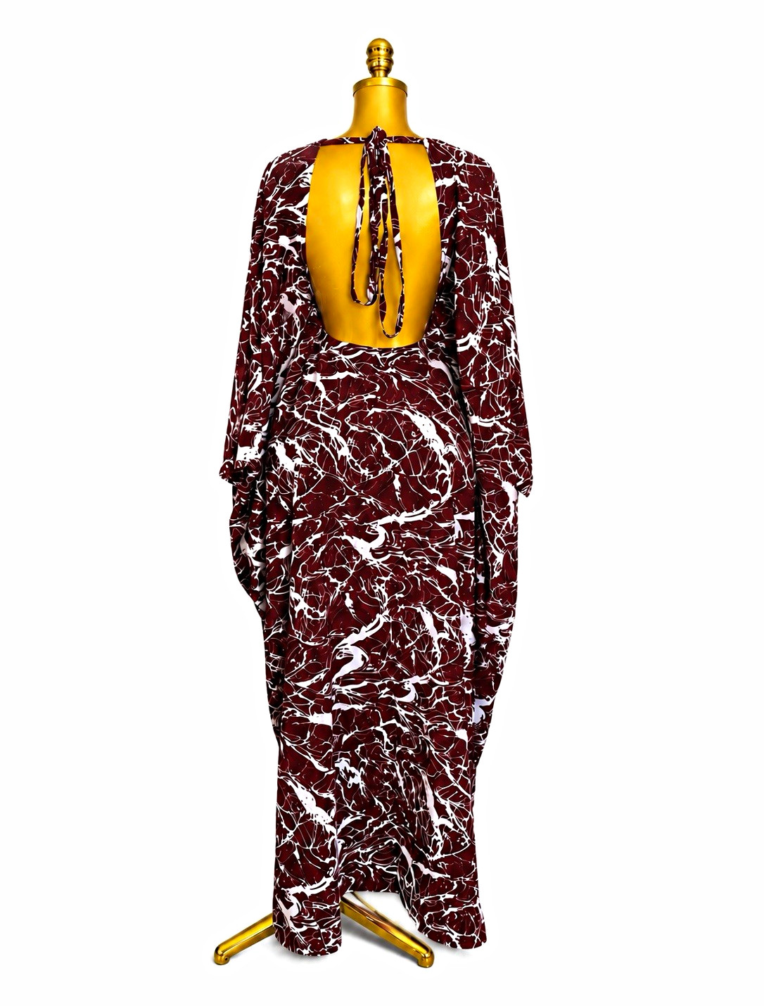 Women’s One Size Burgundy/Combo Backless Bubu Dress-US 6-14