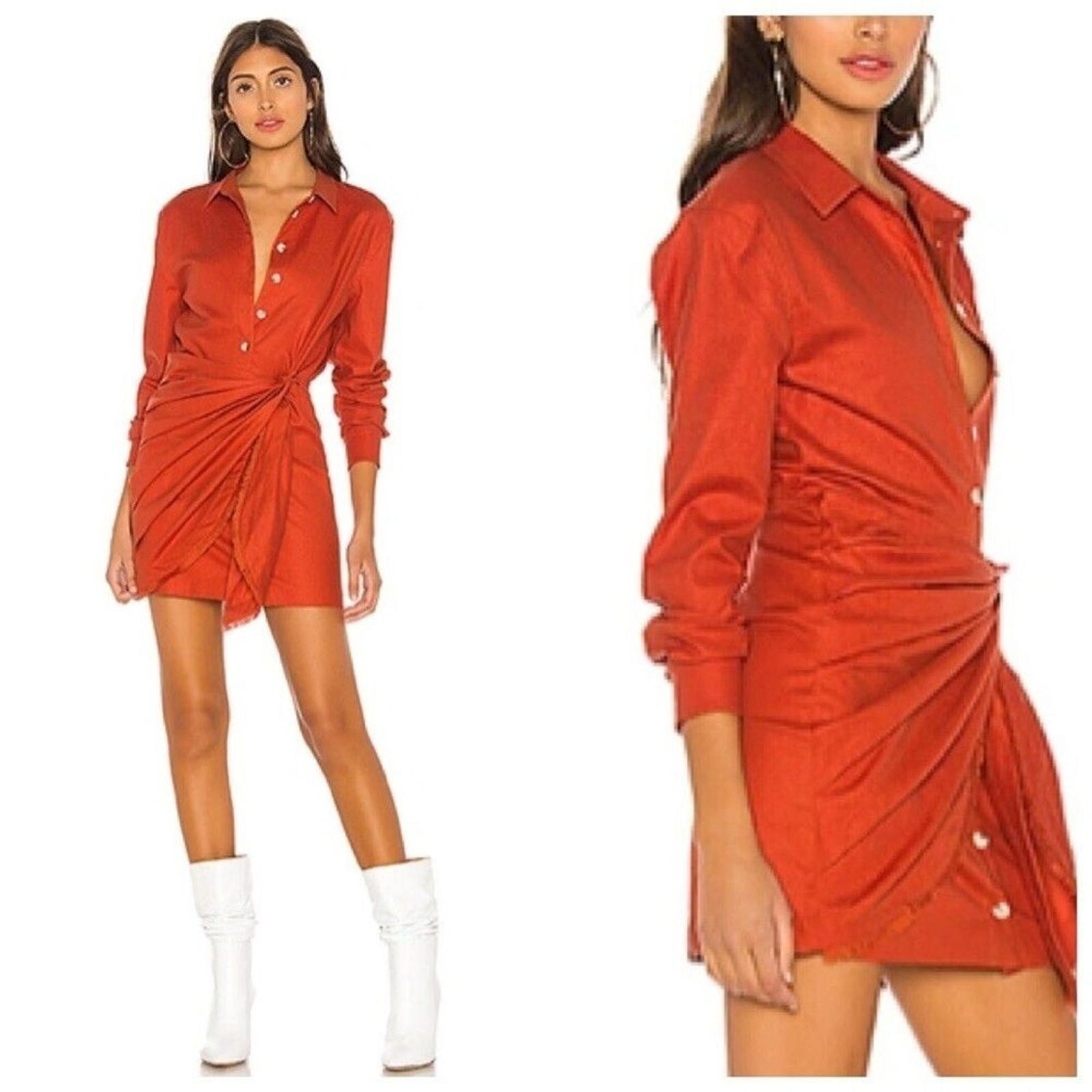 L’Academie The Adelyn Mini Dress in Cherry Red Front Button Women’s Size XS