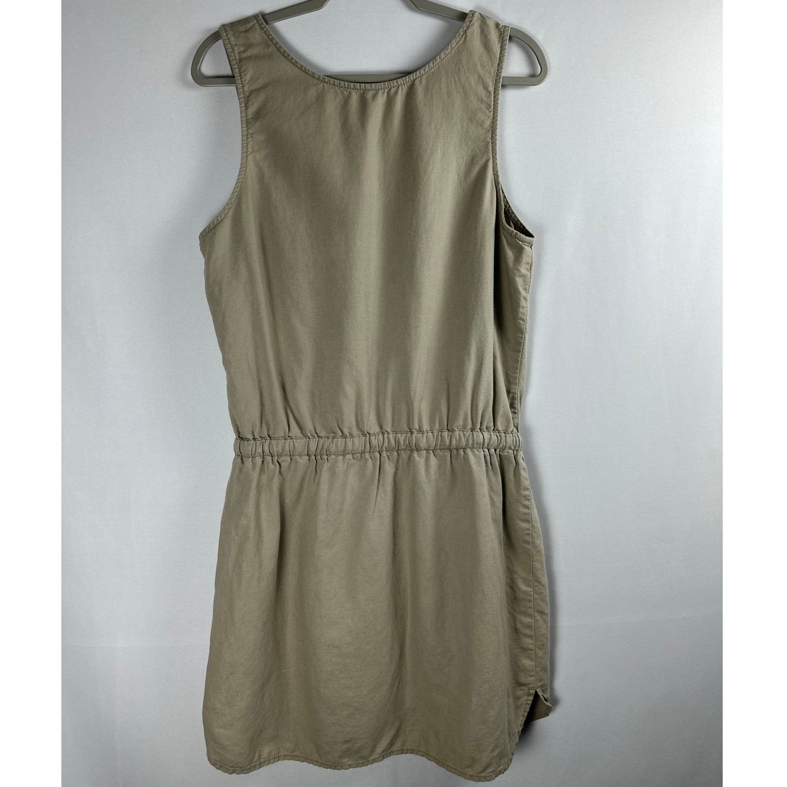 Eastern Mountain Sports Dress Large Tan Linen Blend Sleeveless Safari Minimalist