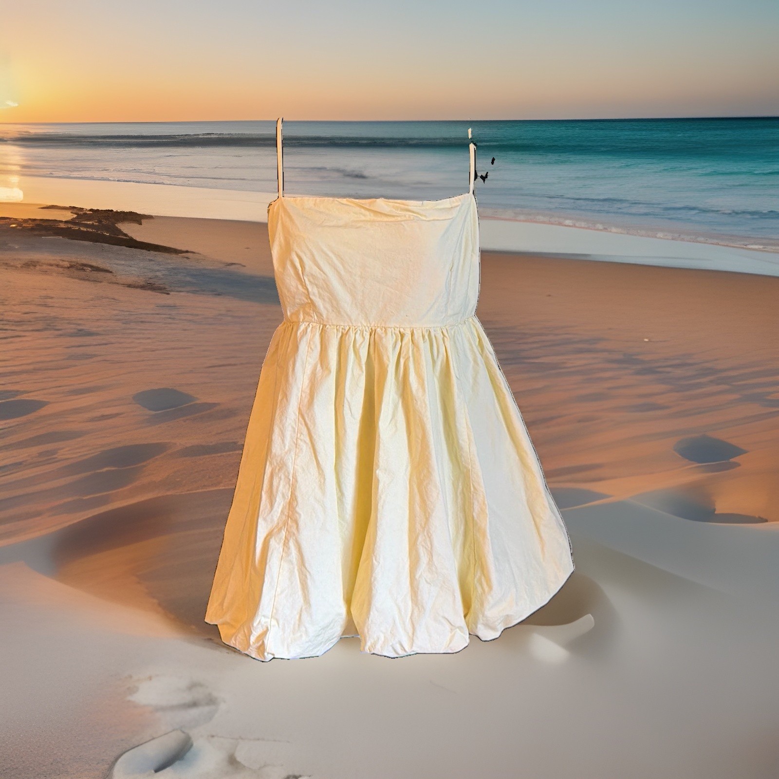 Abercrombie &fitch Butter Yellow Bubble Hem Babydoll Dress