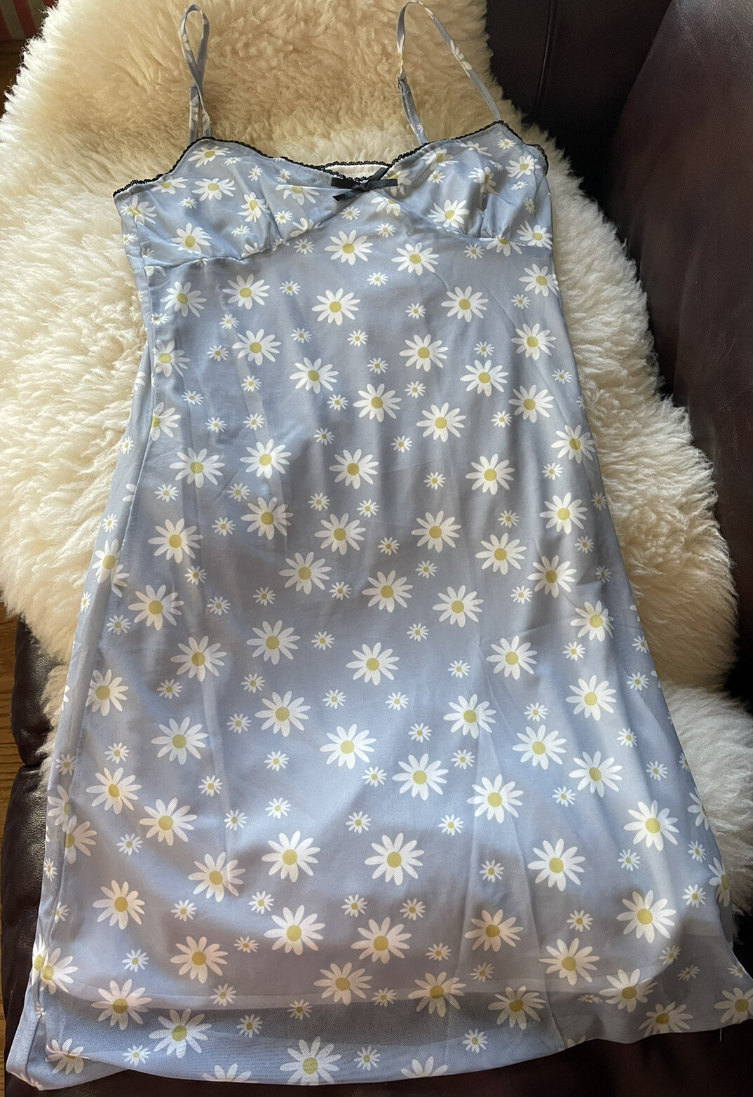 Contrast Trim Bow Daisy Cami Dress Boho Small