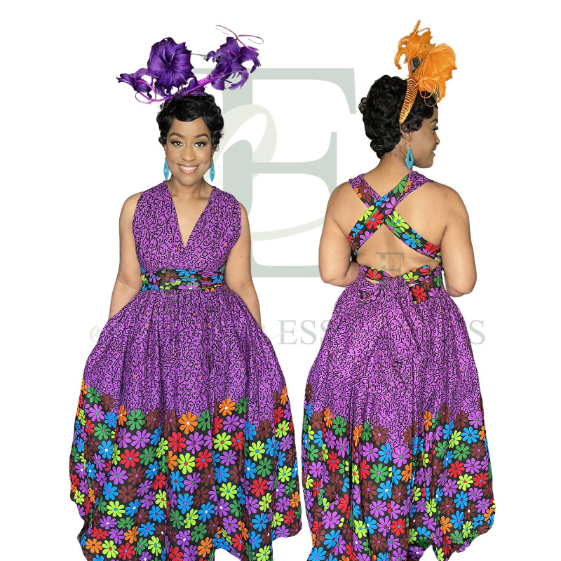 Purple Ankara Infinity Gown | One Size (L–XXL)