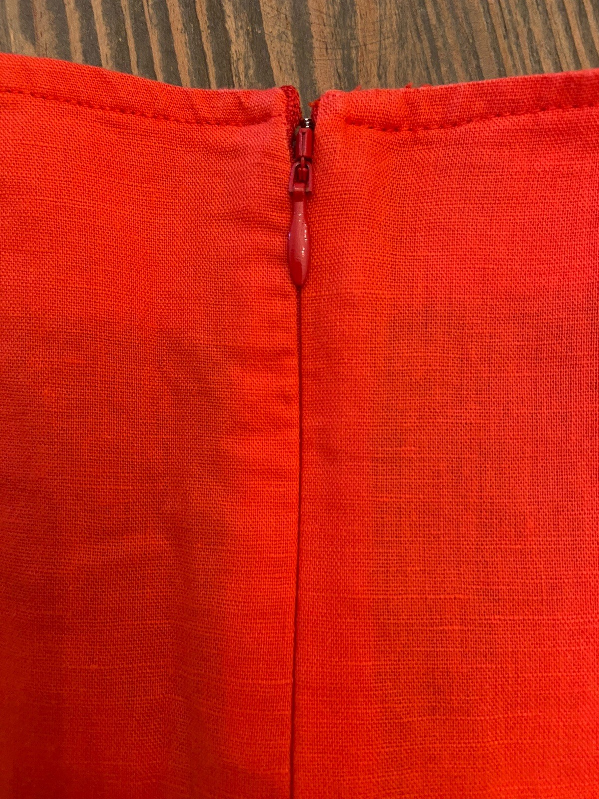 Goodthreads Linen Cotton Tiered Dress Women’s Medium Coral Red Flutter Sleeve