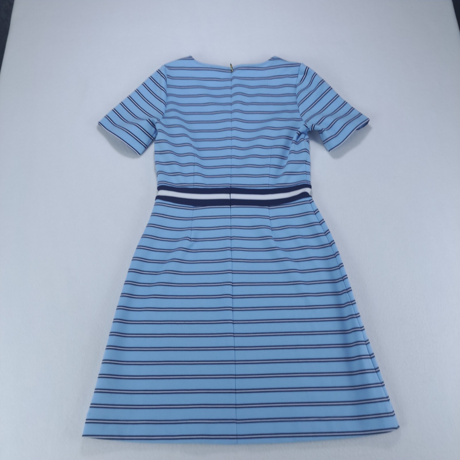 Draper James Ponte Stripe A-line Dress in Blue Stripes Xtra Small Zip Back