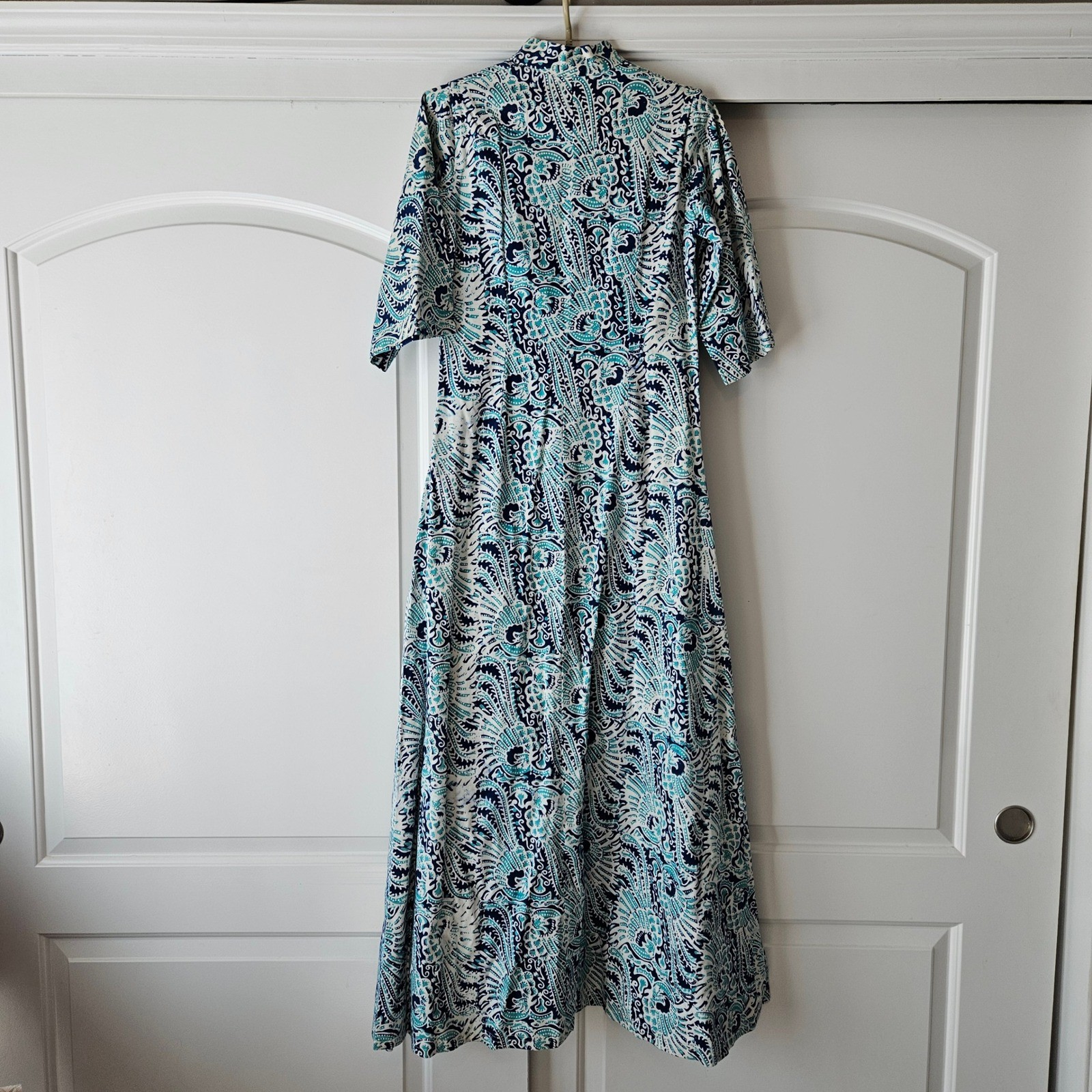 Structured Maxi Dress Size Small Blue Teal Beach Nautical Coastal Wedding Guest