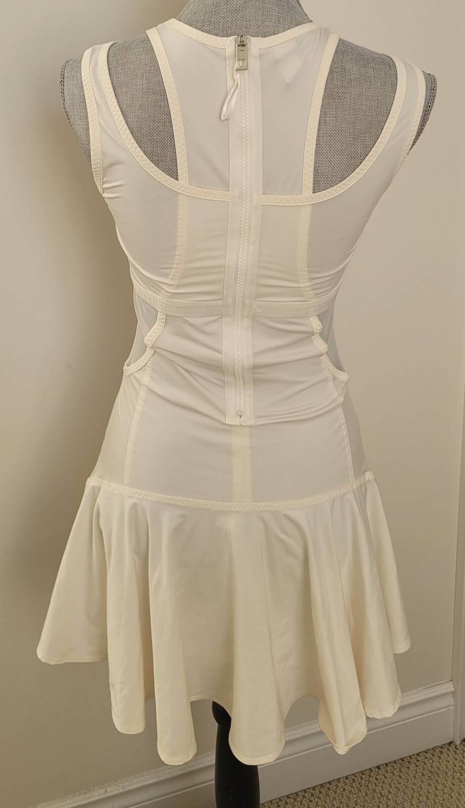 adidas by Stella McCartney Off White Pleated Layered Mesh Tennis Dress Small