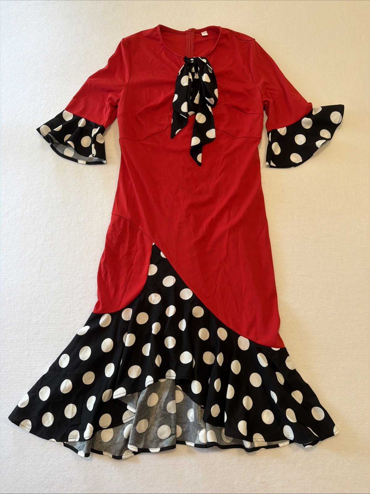 Women’s Ladybug Dress Medium Red With Black/White Polkadotted Trim Preowned
