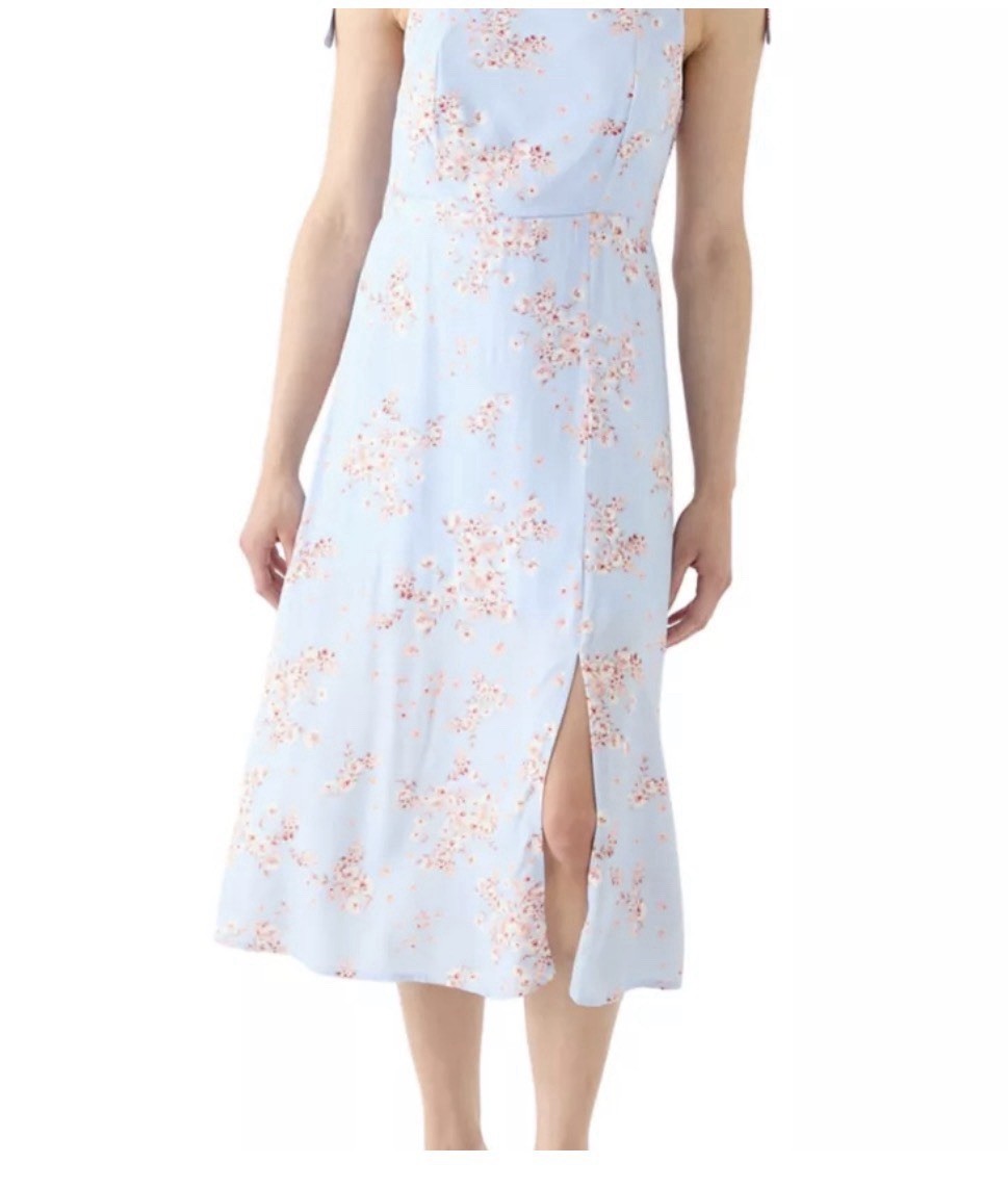 Oak & Trellis Floral Midi Dress Womens M Blue Tie Strap NWT