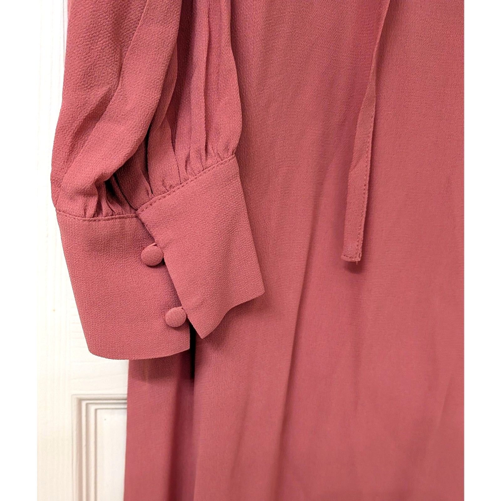 Ted Baker Faithiy Ruffle Cottagecore Boho Sheer Pink/Mauve Midi Dress | SZ 3