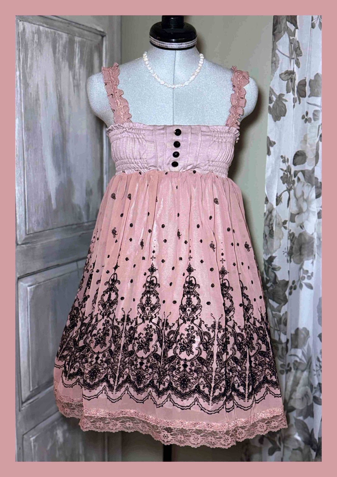 Axes Femme Blush Pink Mauve Camisole Cami Dress Floral Damask Jfashion Himekaji