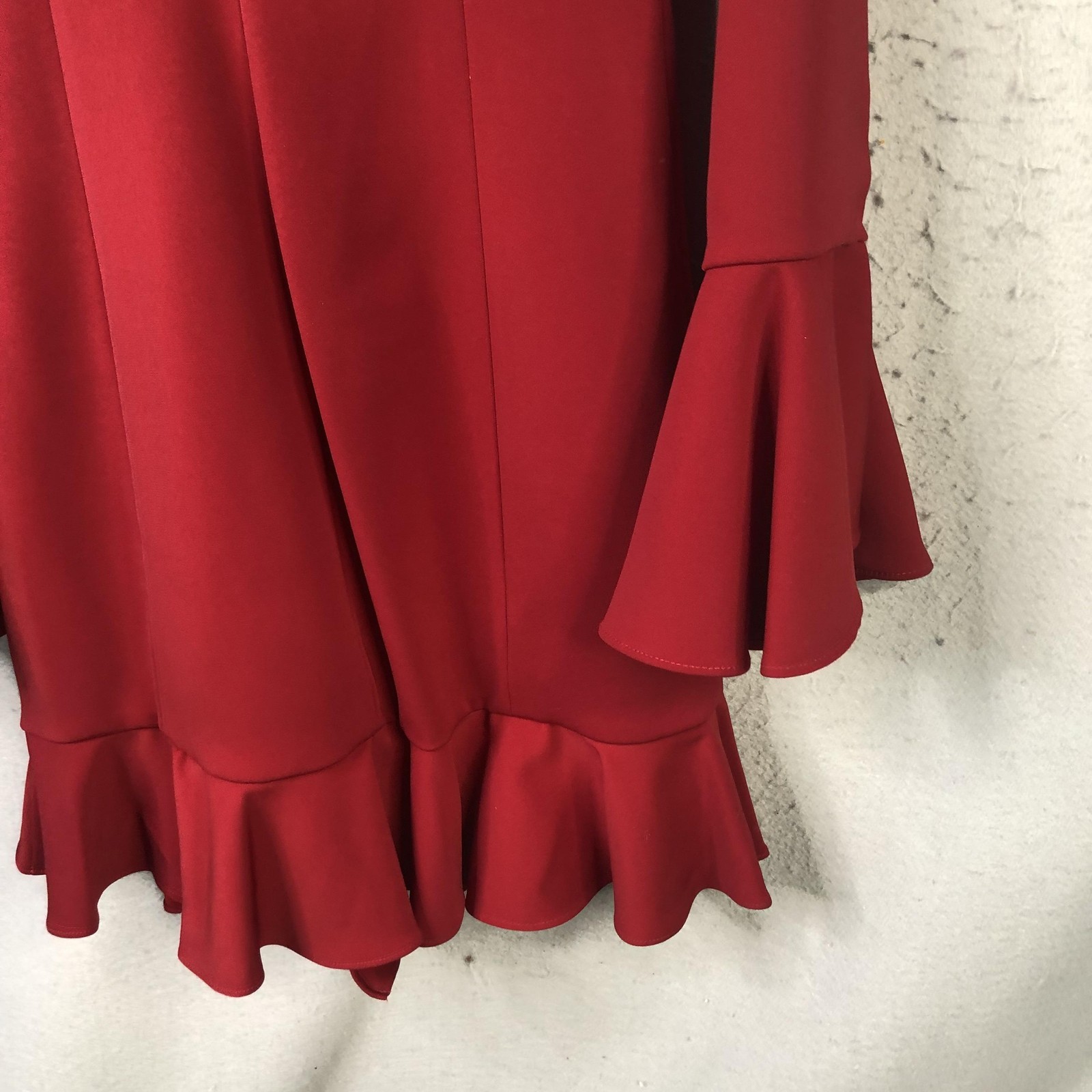 Issue New York Dress Womens M Red Ruffle Jacket Mini Long Sleeve Party Cocktail