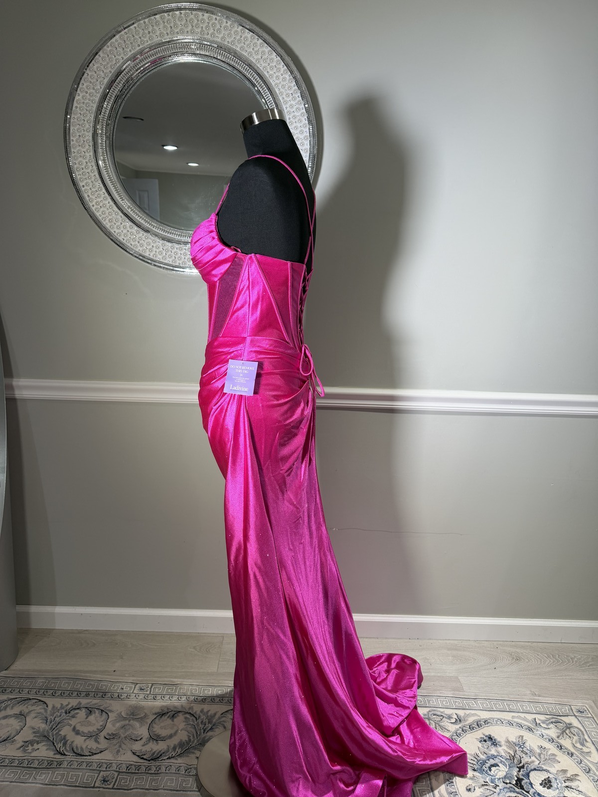 Cinderella Divine Fuchsia Pink Strapless Corset Prom Formal Gown Size 6